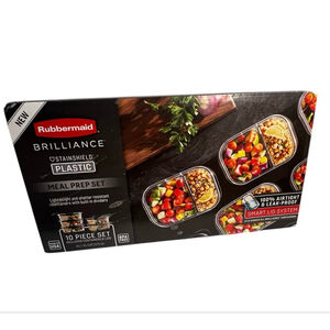NWT Rubbermaid Brilliance 10 Pc Meal Prep Plastic Food Storage Container Set